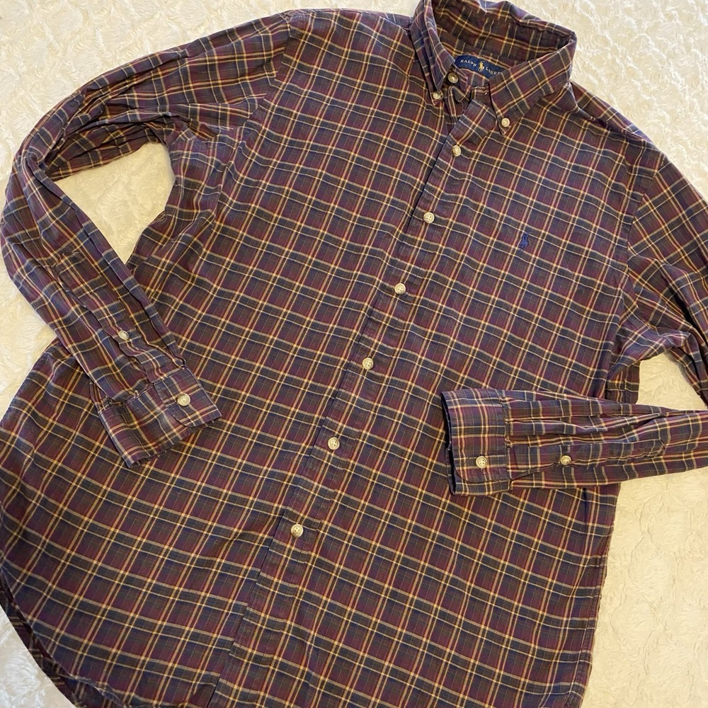 Ralph Lauren Large‎ Purple Plaid Buttonup Longsleeved Shirt Professional